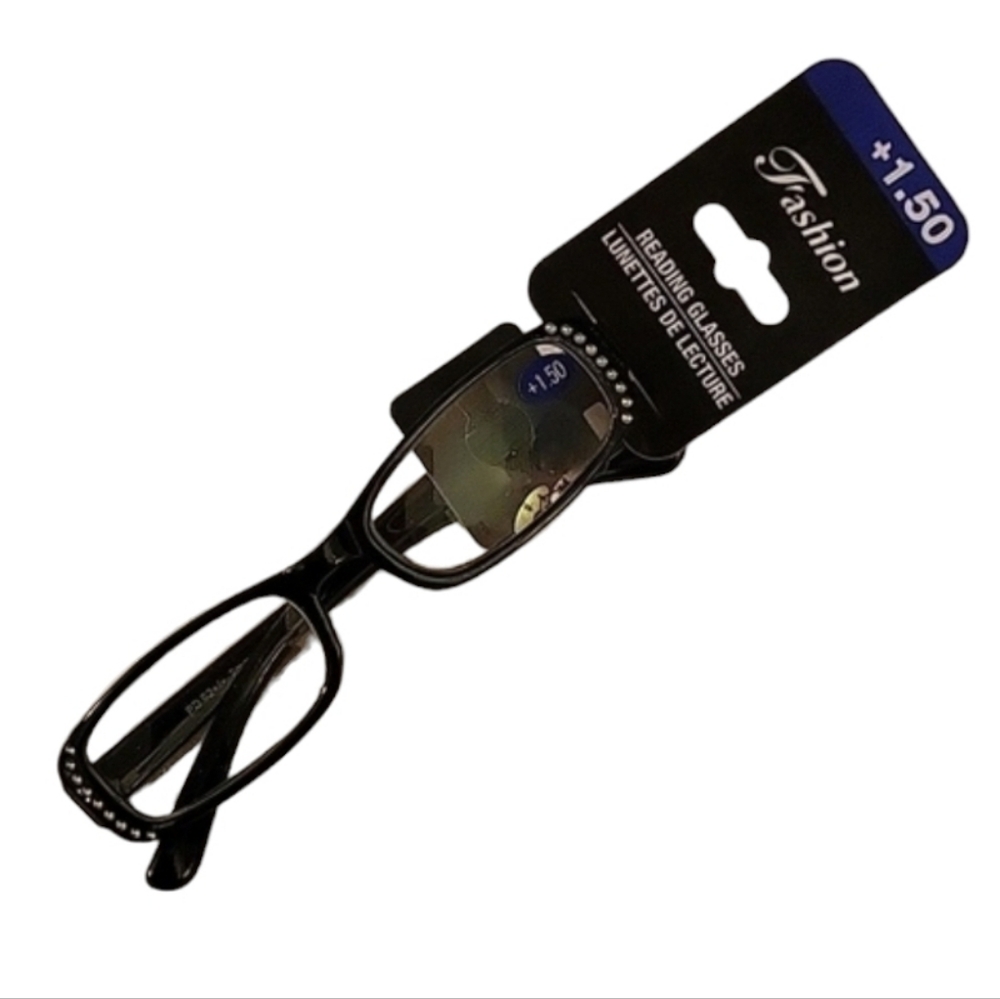 NEW +1.50 Reading Glasses with Plastic Frame & Subtle Bling